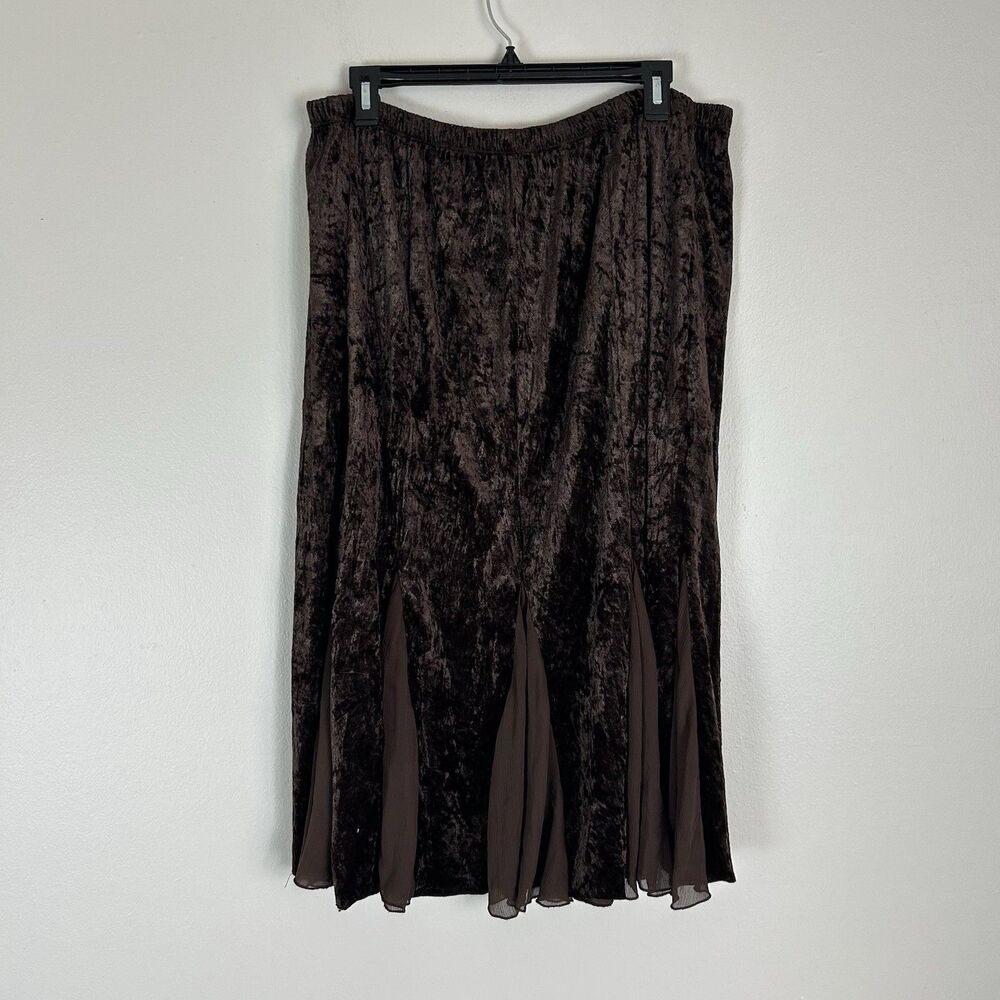 Chocolate Brown Maxi Skirt Size L Flare Velvet Y2K Fairy Cottagecore Grunge Prep